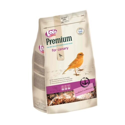 LoLo Pets Prémium kanári eledel 1kg, teljes értékű madáreleség kanárik számára - Madáreleség