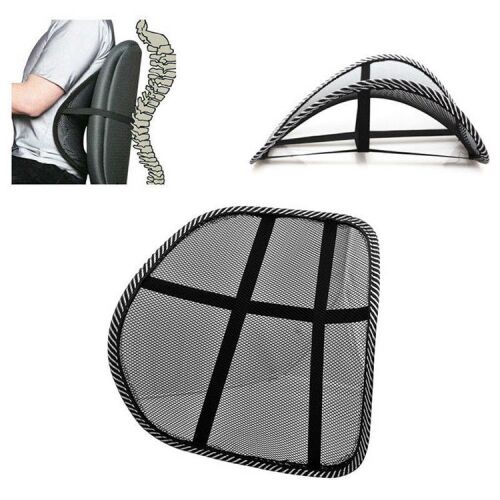 Portable lumbar support with mesh design and usage example