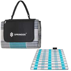 Springos 200x240 cm-es piknik takaró, kockás, hordozó füllel