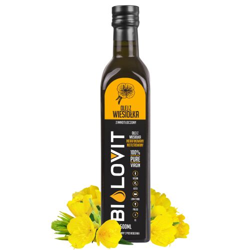 Bilovit Ligetszépeolaj 500ml üveg ligetszépe virágokkal - Növényi olaj
