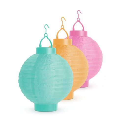Szolár lampion három színben, türkiz, narancs és rózsaszín, tökéletes kültéri dekorációhoz - Napelemes lámpa