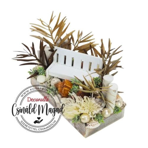 DIY Mediterrán tengerparti kompozíció a Decorollától: Tengerparti dekoráció mini paddal - Lakásdekoráció