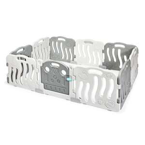 Timeless Tools baby playpen, gray and white, 60x68 cm, 10 panels, safe and secure play area for babies and toddlers - Timeless Tools