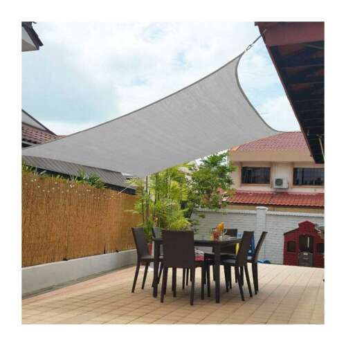 Sun sail - umbrire pentru terasă, balcon și grădină pătrat 5x5 m în gri grafit - material solid HDPE