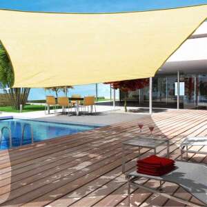 Sun sail - umbrire pentru terasă, balcon și grădină pătrat 3x3 m bej - HDPE material solid 66016565 Mobilier de gradina