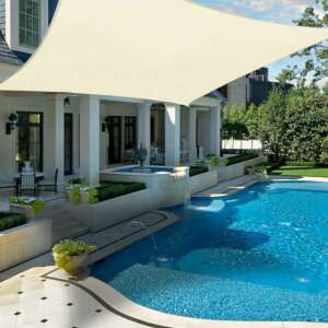 Napvitorla - árnyékoló teraszra, erkélyre és kertbe szögletes 2x3 m bézs színben - polyester (vízálló) 66012432 Kerti bútorok