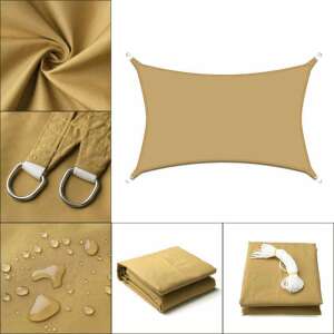 Żagiel przeciwsłoneczny - osłona na taras, balkon i plac ogrodowy 3x4 m w kolorze piaskowym - poliester (wodoodporny)