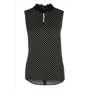 s. Oliver fekete, pöttyös, ujjatlan női top – 40 130489538 - S.Oliver