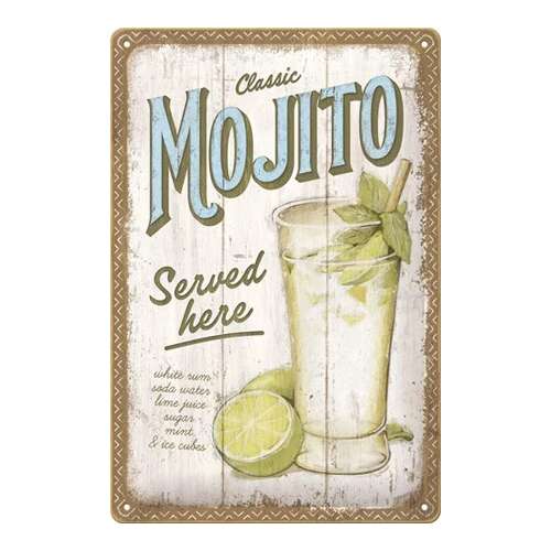 Mojito - Fémtábla, Klasszikus Mojito Koktél, Vintage Stílus, Bár Dekor, Konyha Dekor - Fémtábla
