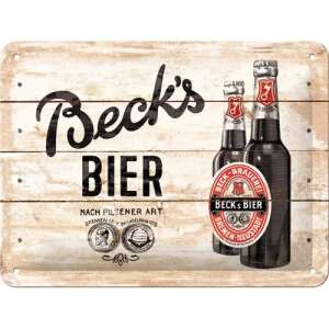 Beck's Bier metal sign, vintage style, with two bottles of beer - Art