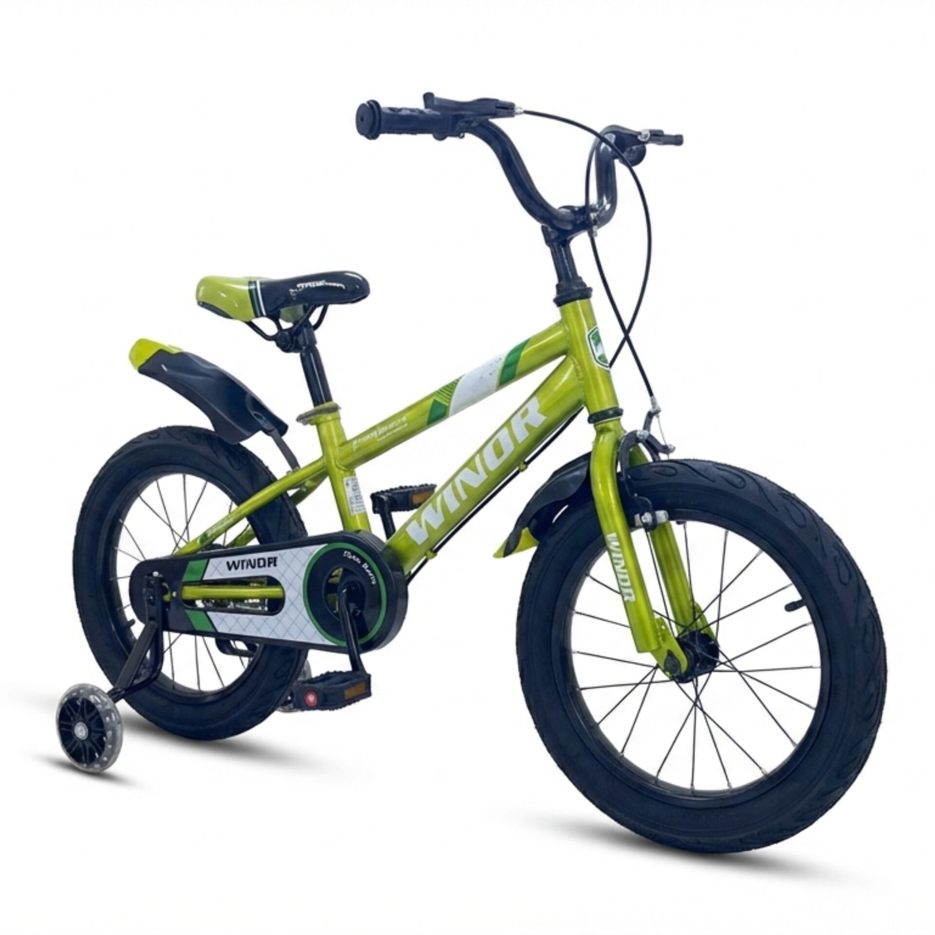 E-shop WindR Detský bicykel s košíkom a pomocnými kolieskami 16" - Zelený
