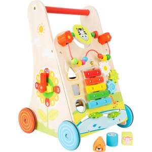Holz-Aktivitäts-Gehwagen mit mehreren Spielfunktionen, darunter ein Xylophon, ein Perlenlabyrinth, ein Formensortierer und ein Spielzeuglager, perfekt für Babys und Kleinkinder, die das Laufen lernen - Babywalker, Lauflernhilfen und Entwicklungsspiele für Kleinkinder