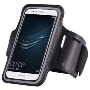 Black armband for running and sports with a pocket for keys, compatible with smartphones up to 6 inches - Sports phone case