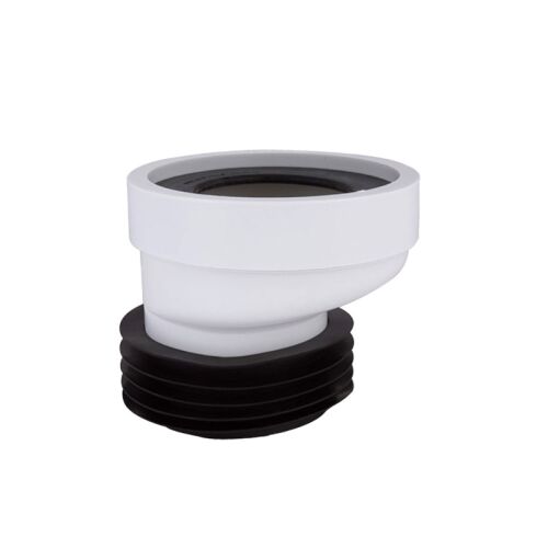 STYRON WC lefolyócsatlakozó 20mm eltolással, fehér műanyag WC csésze csatlakozó gumi tömítéssel, csere WC alkatrész - WC bekötő elem