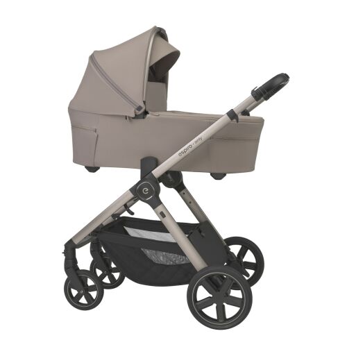 Espiro Only babakocsi Sahara Beige színben, mózeskosár konfiguráció, oldalnézet - Espiro
