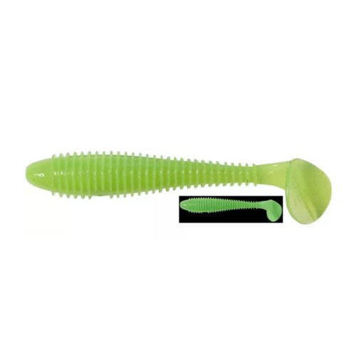 Keitech Swing Impact FAT 3,3" Clear Chartreuse Glow gumicsali süllő, harcsa és csuka horgászathoz - Gumicsali és twister