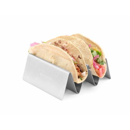 Hendi taco állvány három tacoval, rozsdamentes acél taco tartó tálaláshoz - Konyhai segédeszköz