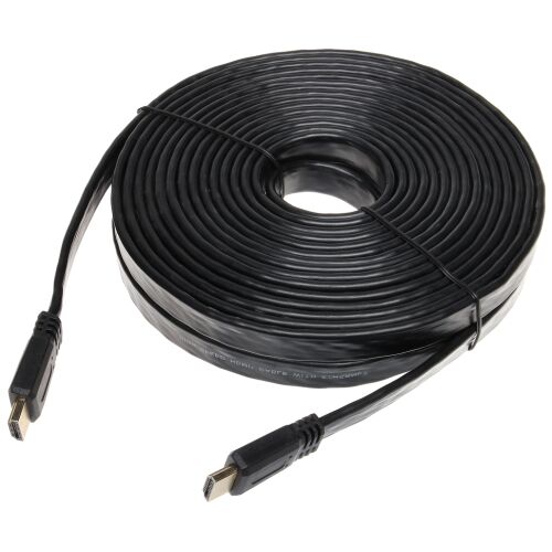 HDMI-10-FL kábel feltekerve, 10 méteres lapos HDMI kábel, nagy sebességű HDMI kábel, fekete szín - HDMI kábel