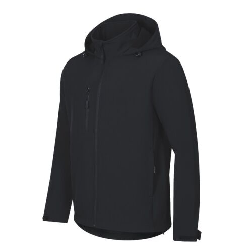 Trail softshell kabát férfi, ébenszürke, ferde nézet - Férfi kabát