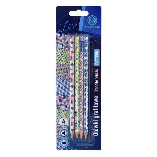 ASTRA PEN Patterns HB grafitceruza, 4 darabos készlet, háromszögletű design, íráshoz és rajzoláshoz - Grafitceruza