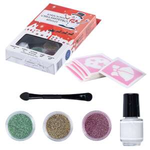 Karácsonyi csillámtetoválás készlet, Funtattoo, karácsonyi csillámtetkó, csillám, ragasztó, sablonok, applikátor - Tetoválás