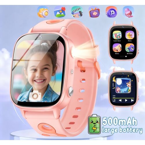 KidSafe, Gyerek okosóra, 1.8" IPS kijelző,26 játék, vízálló, pedométer, Bluetooth hívás, 500mAh akkumulátor, Android és iOS kompatibilitás, magyar menüvel, Narancssárga