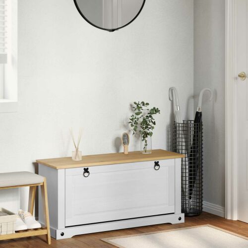 vidaXL Cipőszekrény Corona Fehér 99 x 32 x 49 cm Tömör fenyőfa 164759367 - Cipőtároló