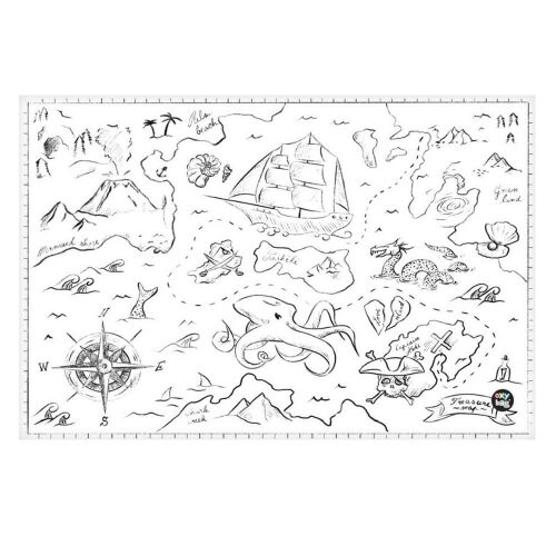 OXY PP Pirate könyökalátét 58x38 cm kalózos térkép mintával gyerekeknek - Oxybag