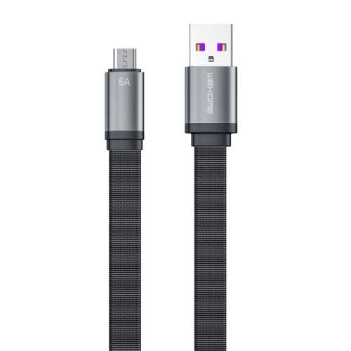 WK Design King Kong 2nd Gen sorozat lapos USB - Micro USB -kábel gyors töltéshez / adatátvitelhez 6a 1,3m fekete (WDC -156) 44244146