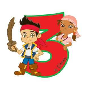 Disney Jake i Izzy świeczka urodzinowa na tort numer 3 - Świeczka urodzinowa i ozdoba tortu