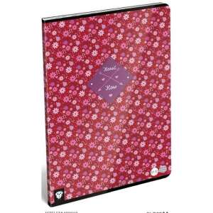 Caiet Lizzy Card A4 cu model floral mic, coperta roșie - Caiete