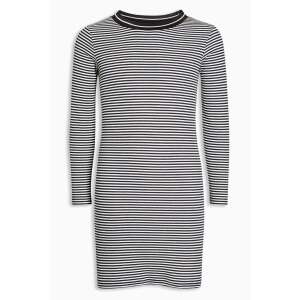 Rochie cu mânecă lungă cu dungi alb-negru pentru fete, mărimea 3-4 ani (104 cm) - Next