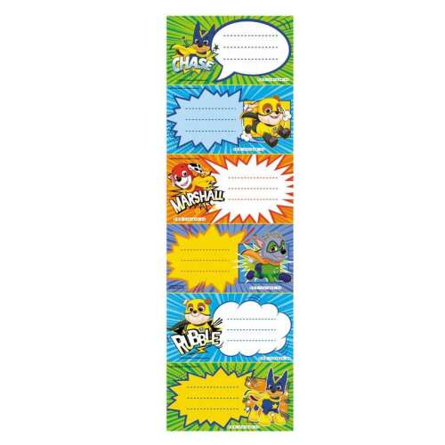 Etichete pentru caiete Paw Patrol, set de 6, cu Chase, Marshall, Rubble și Skye