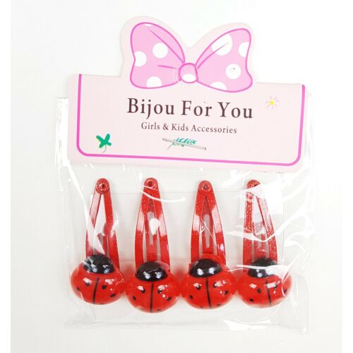 Bijou For You katicás hajcsat szett, piros 3D rovar hajcsatok lányoknak - Hajcsat és hajráf