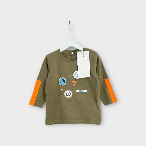 Name It kisfiú hosszú ujjú felső, 68-as méret, khaki, mintás 
