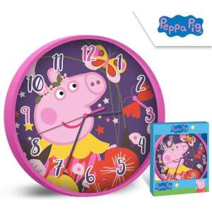Zegar ścienny Peppa Pig, 25 cm, z Peppa Pig, kwiatami i motylami - Peppa Pig