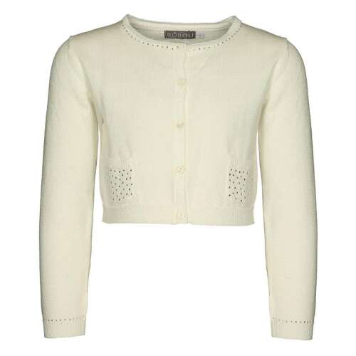 Biely pletený kardigan boboli so strazami pre dievčatá