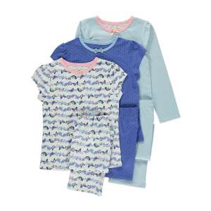 Set de pijama pentru fete, 3 piese, imprimeu cu fluturi, bluze cu mâneci lungi și scurte, pantaloni lungi și scurți, 7 ani, 122 cm - Bebeluși și copii mici