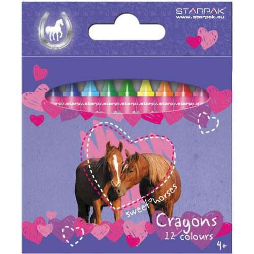 Starpak Sweet Horses Wachsmalstifte, 12 Farben, für Kinder ab 4 Jahren
