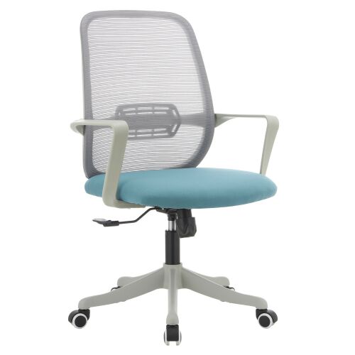 DERVIN irodai szék, szürke és kék hálós ergonomikus asztali szék - Irodai szék