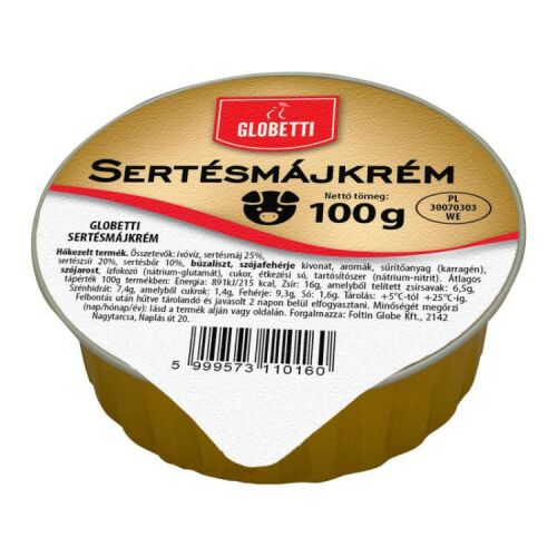Globetti sertés májkrém 100g, konzerv kenőmájas - Konzerv