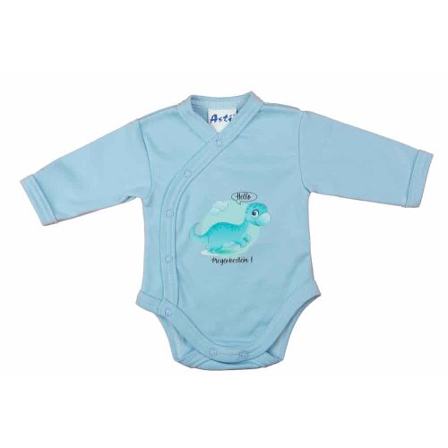 Elöl patentos hosszú ujjú baba body "Hello megérkeztem" mintával 157443216 - Gyerek body