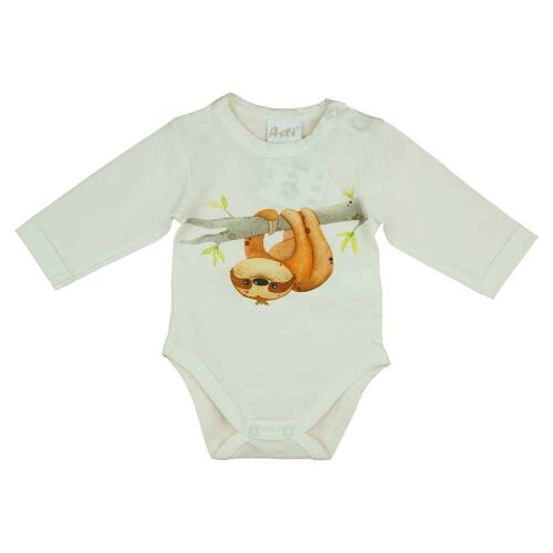 Hosszú ujjú baba body lajhár mintával