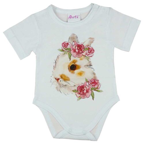 Rövid ujjú baba body nyuszis mintával fehér 183453203 - Gyerek body