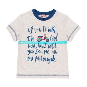 Boboli T-Shirt für Jungen in Grau mit Roller-Druck und dem Text 'Wenn du denkst, ich bin cool, warte, bis du mich auf meinem Motorrad siehst' - Boboli