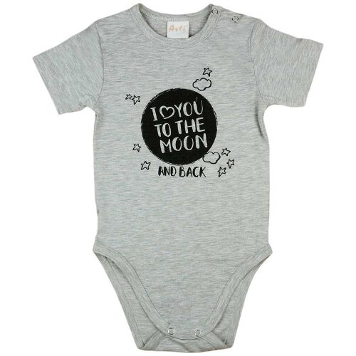 "I love you to the moon and back" feliratos rövid ujjú baba body szürke 183453197 - Gyerek body