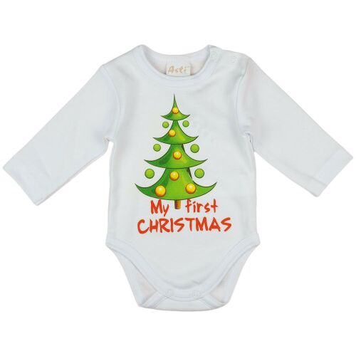 Karácsonyi hosszú ujjú baba body fehér 157452496 - Gyerek body