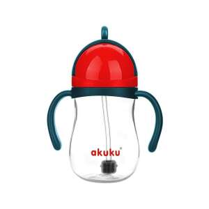 Akuku 280 ml roter Trinkler mit Strohhalm für Babys und Kleinkinder - Trinkbecher, Becher