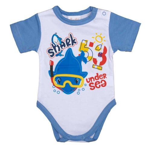 Rövid ujjú baba body Cápás mintával 157459466 - Gyerek body