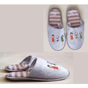 SPROX Klapki damskie szare z wzorem dziewczynek, Rozmiar 37 - Kapcie damskie